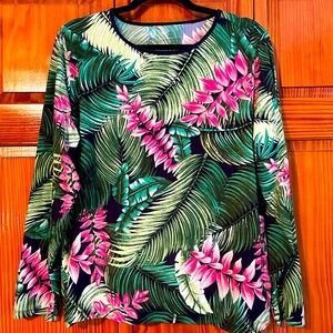 Lands’ End Long Sleeve Rash Guard Size 1X UPF 50 Sun Protection